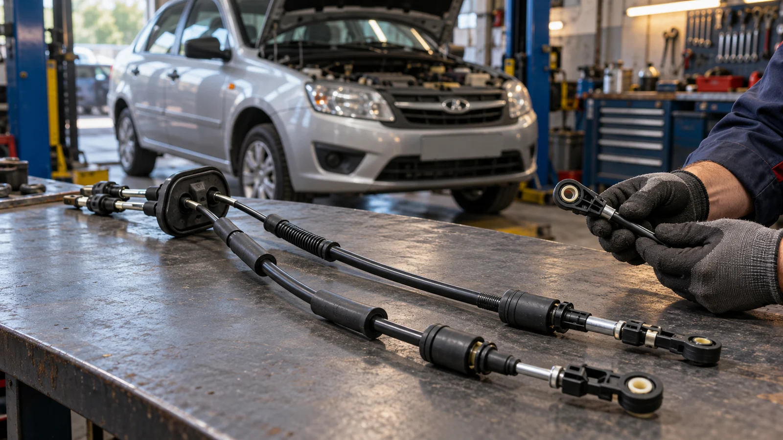 Замена тросов переключения передач Lada Granta