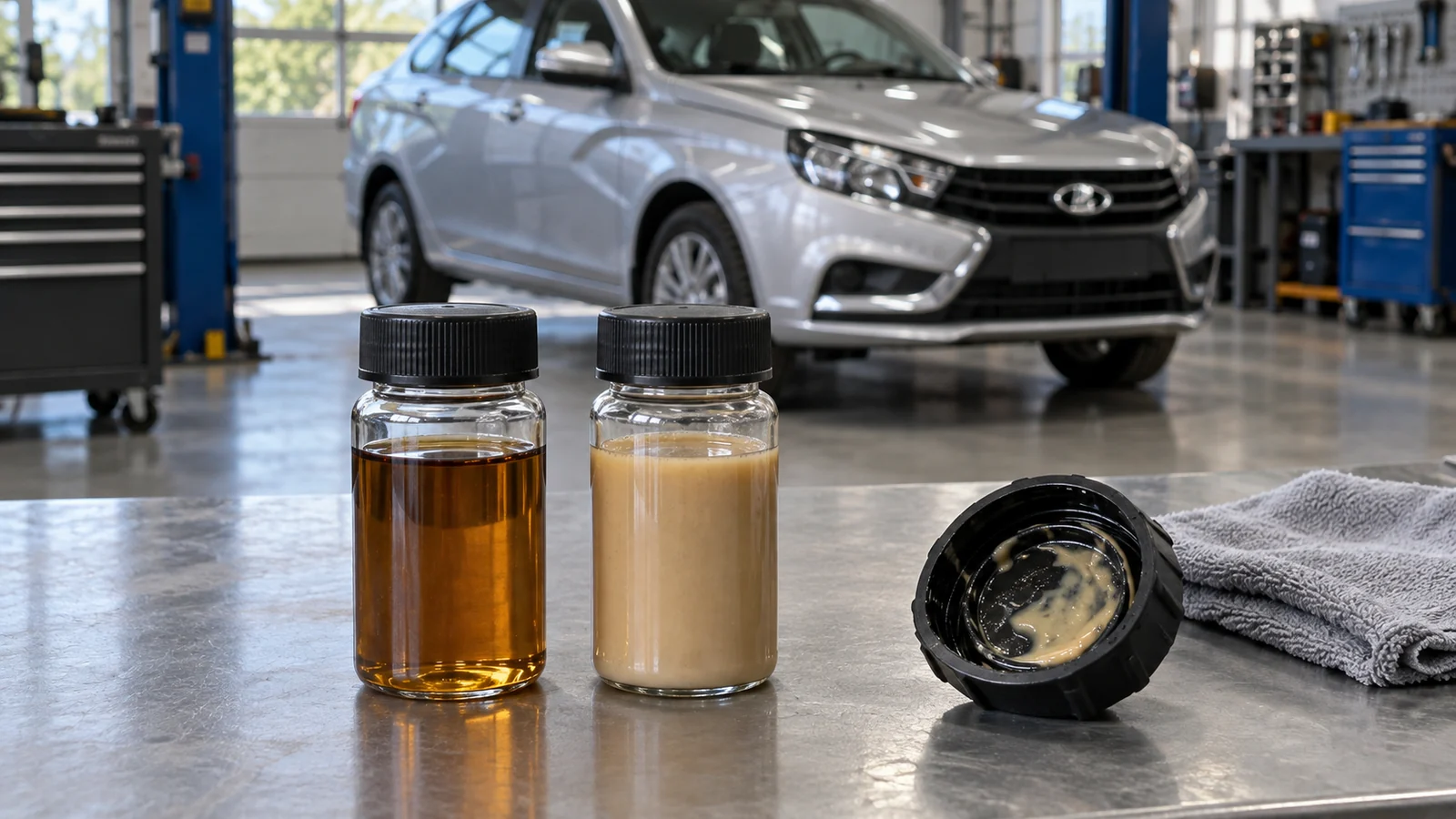 Эмульсия и антифриз в моторном масле Lada Vesta