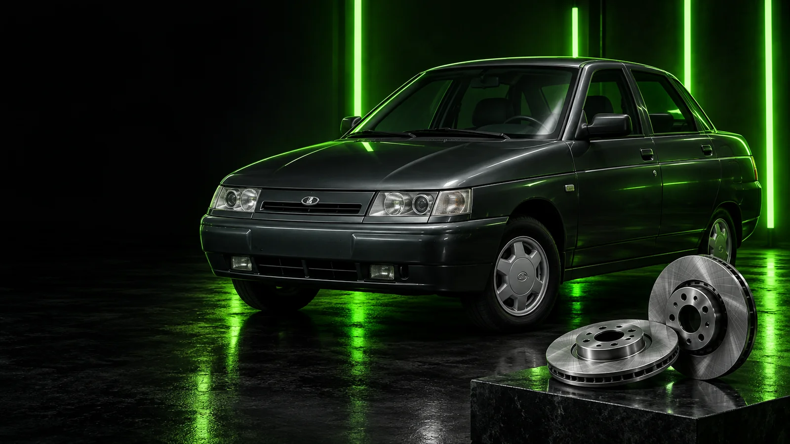LADA 110 / ВАЗ-2110 и тормозные диски в зелёной студии